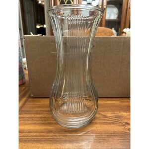 vintage hoosier glass Vase Lined Retro Signed 4087B‎ Clear